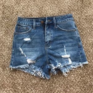 Distressed Denim Shorts